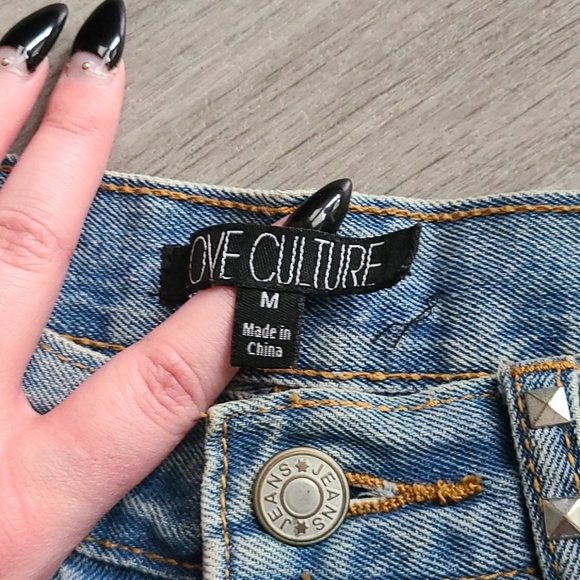 High Waisted Studded Festival Denim Shorts - Picture 4 of 6